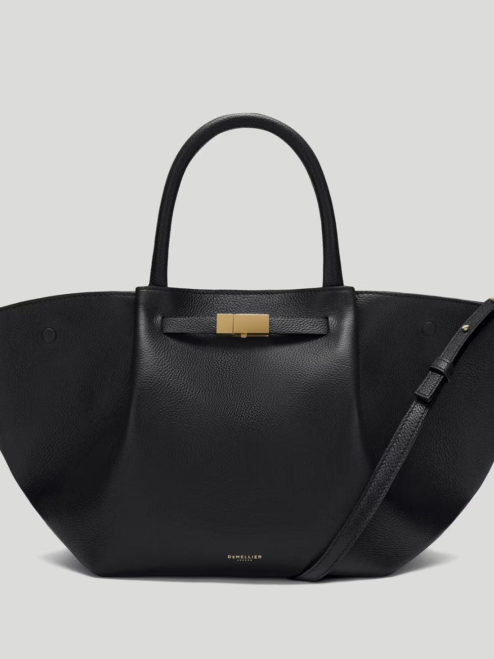 DeMellier Black Leather Tote with Gold Hardware